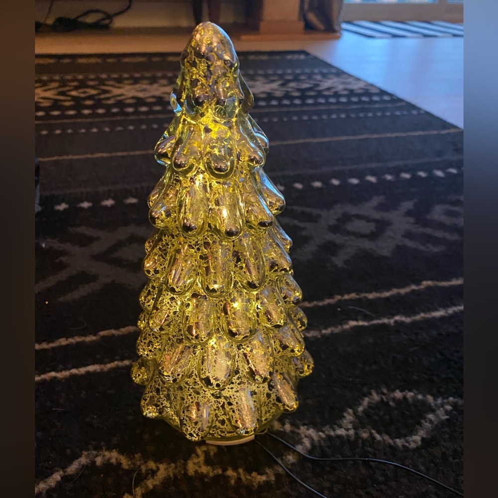 Target Wondershop - 8.5" Mercury Glass Tree Christmas Figurine Silver - Light Up